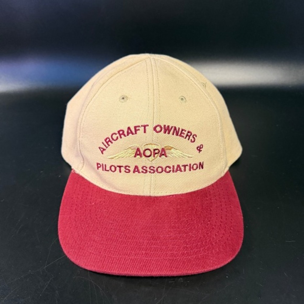 AOPA Aircraft Owners & Pilots Association Tan Red Cotton Strapback Hat Mens OSFM